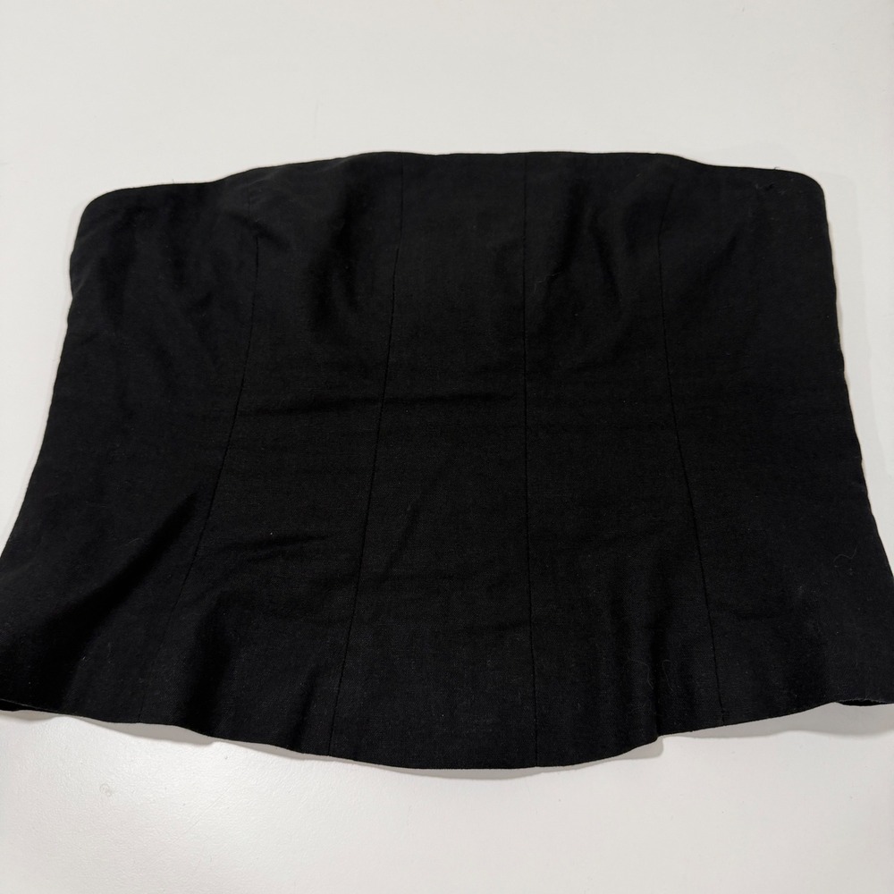 Caara Black Strapless Tube Top Structured Linen Blend Bodice Size 8